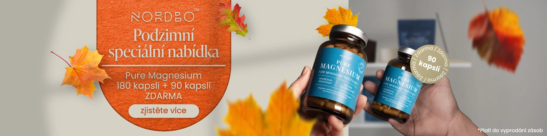 Podzimní akce Nordbo – k Pure Magnesium 90 kapslí od nás dostane druhé balení zdarma. Platí do vyprodání zásob.